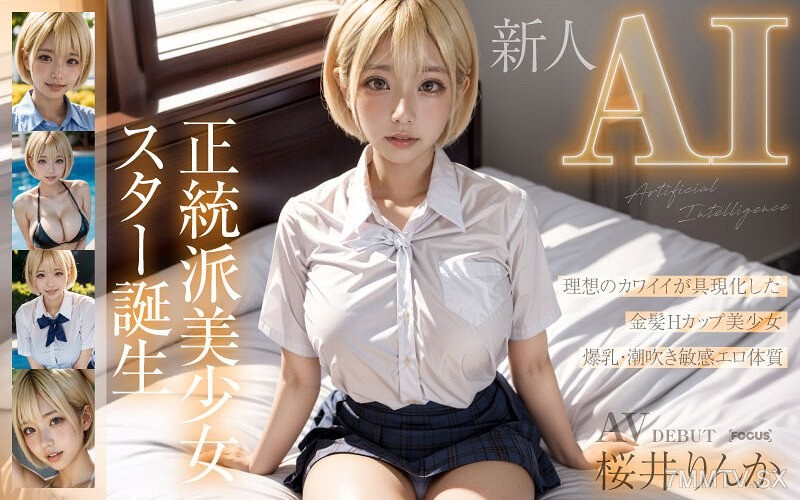 AIFOCS-002 【Newcomer AI】Birth of a Pure-Bred Idol Girl Star Blonde H-Cup Sakurai Rinka